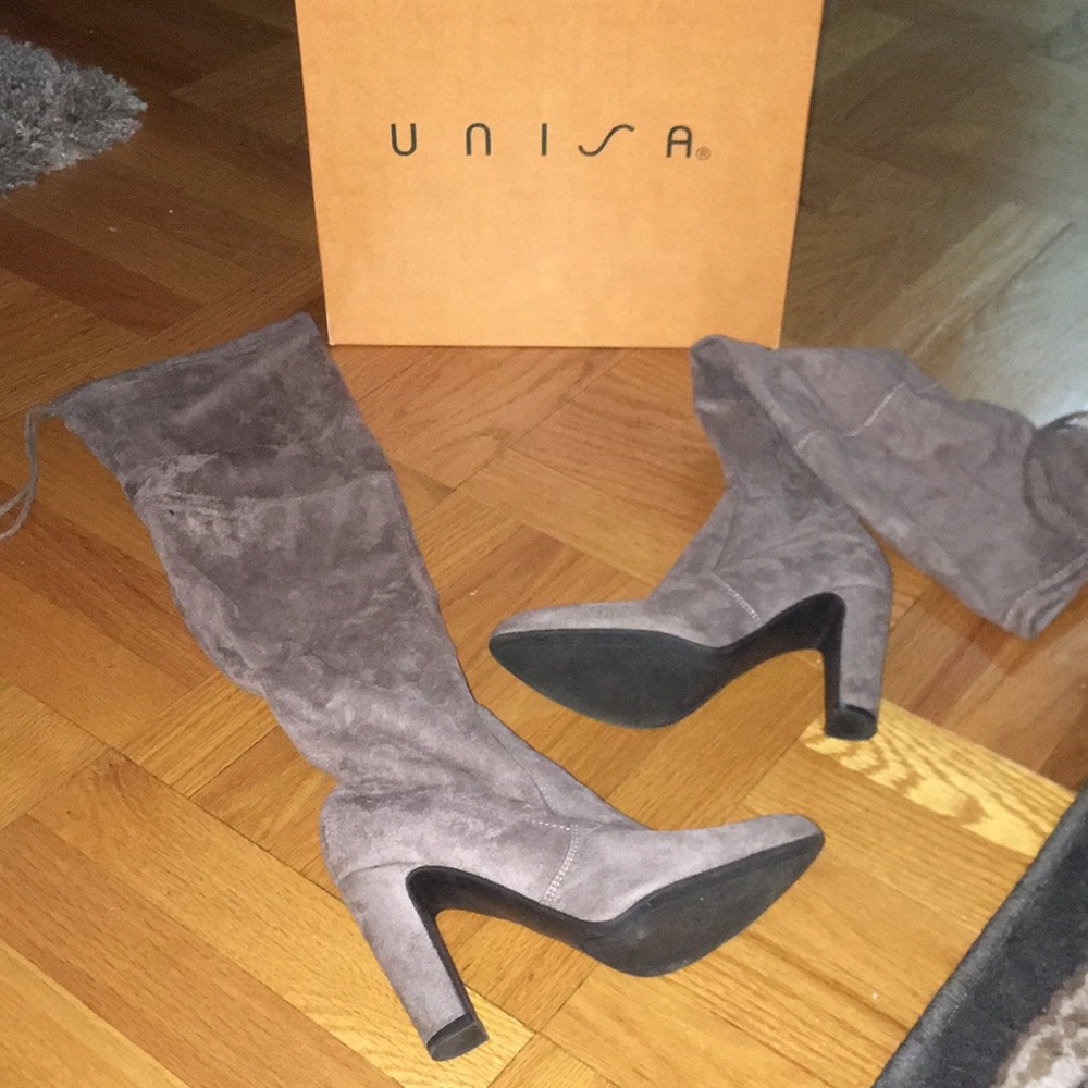 Unisa suede taupe over the knee boots